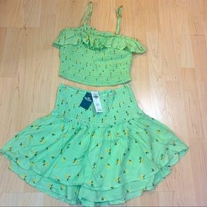 HOLLISTER Ultra High Rise Set In Green & Lemon Sz S